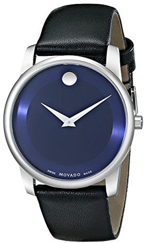 Shop Authentic Movado Museum Blue Dial Black Leather Strap Watch For Women - 0606611 - Luxxuri