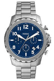 Fossil Bowman Chronograph Blue Dial Silver Steel Strap Watch for Men - FS5604