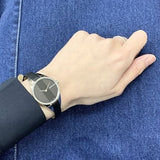 Shop Authentic Calvin Klein Rebel Black Grey Dial Black Leather Strap Watch for Women - K8P231C1 - Luxxuri