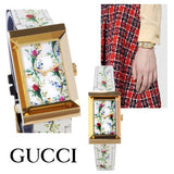  Shop Authentic Gucci G-Frame Floral Mother of Pearl Dial White Leather Strap Watch For Women - YA147407 - Luxxuri