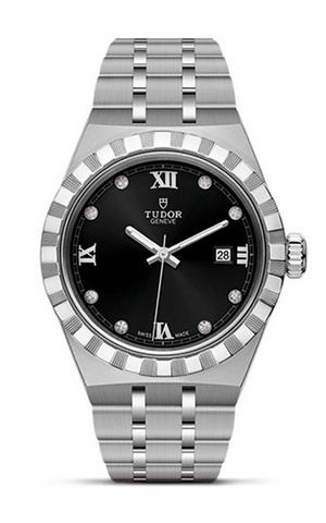  Shop Authentic Tudor Royal Automatic Diamonds Black Dial Silver Steel Strap Watch for Men - M28600-0004 - Luxxuri