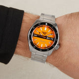  Shop Authentic Seiko 5 Sports Double Hurricane Retro Orange Dial Silver Steel Strap Watch For Men - SRPK11K1 - Luxxuri