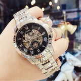  Shop Authentic Fossil Grant Skeleton Black Dial Silver Steel Strap Watch for Men - ME3055 - Luxxuri