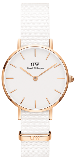  Shop Authentic Daniel Wellington Classic Petite Dover White Dial White Nylon Strap Watch For Women - DW00100313 - Luxxuri