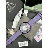  Shop Authentic Guess Dahlia Analog Silver Dial Purple Leather Strap Watch For Women - GW0529L4 - Luxxuri