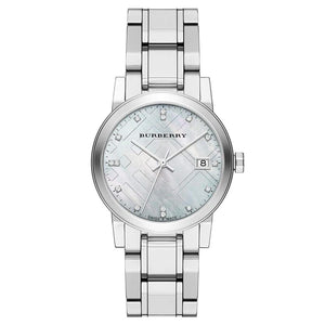  Shop Authentic Burberry The City Diamonds Silver Dial Silver Steel Strap Watch for Women - BU9125 - Luxxuri