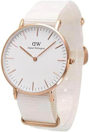  Shop Authentic Daniel Wellington Classic Dover White Dial White Nylon Strap Watch For Women - DW00100309 - Luxxuri