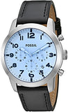  Shop Authentic Fossil Pilot Chronograph Sky Blue Dial Black Leather Strap Watch for Men - FS5162 - Luxxuri