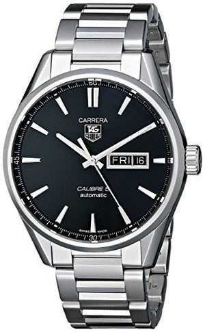 Shop Authentic Tag Heuer Carrera Calibre 5 Automatic Black Dial Silver Steel Strap Watch for Men - WAR201A.BA0723 - Luxxuri
