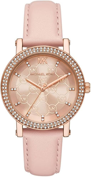  Shop Authentic Michael Kors Corey Analog Rose Gold Dial Pink Leather Strap Watch For Women - MK2987 - Luxxuri