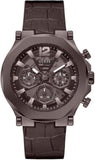 Guess Edge Chronograph Brown Dial Brown Leather Strap Watch For Men - GW0492G2