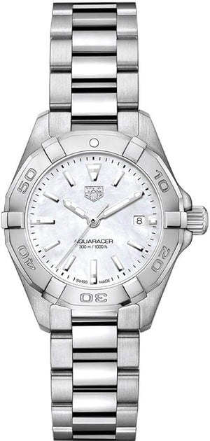  Shop Authentic Tag Heuer Aquaracer Quartz Mother of Pearl White Dial Silver Steel Strap Watch for Women - WBD1411.BA0741 - Luxxuri