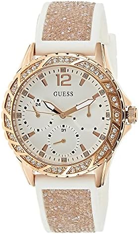 Shop Authentic Guess Swirl Quartz Silver Dial White Rubber Strap Watch For Women - W1096l2 - Luxxuri