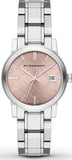  Shop Authentic Burberry The City Pink Dial Silver Steel Strap Watch for Women - BU9124 - Luxxuri