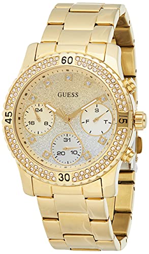  Shop Authentic Guess Confetti Diamonds Silver Dial Gold Steel Strap Watch for Women - W0774L5 - Luxxuri