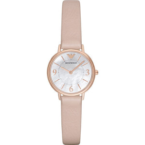  Shop Authentic Emporio Armani Kappa White Mother of Pearl Dial Pink Leather Strap Watch For Women - AR2512 - Luxxuri