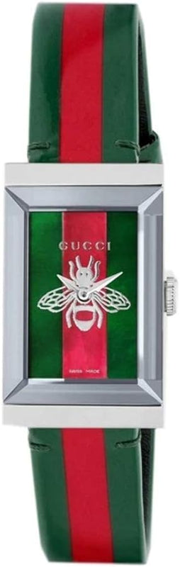  Shop Authentic Gucci G Frame Quartz Green & Red Mother of Pearl Dial Multicolor Leather Strap Watch For Women - YA147408 - Luxxuri