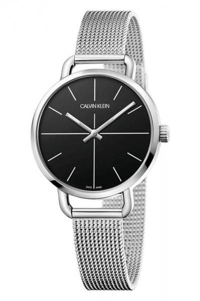  Shop Authentic Calvin Klein Even Black Dial Silver Mesh Bracelet Watch for Women - K7B23121 - Luxxuri
