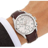  Shop Authentic Tissot Couturier Chronograph White Dial Brown Leather Strap Watch For Men - T035.617.16.031.00 - Luxxuri