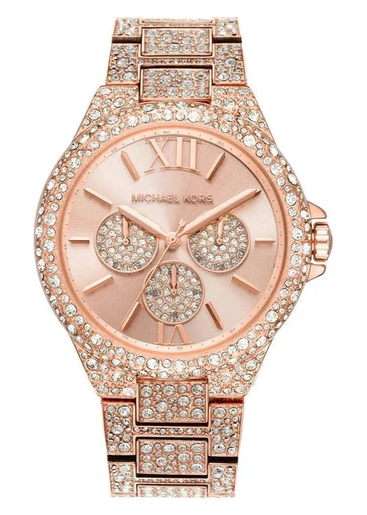  Shop Authentic Michael Kors Camille Multifunctional Crystals Rose Gold Dial Rose Gold Steel Strap Watch for Women - MK6961 - Luxxuri