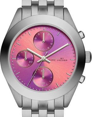  Shop Authentic Marc Jacobs Peeker Chronograph Pink Dial Silver Steel Strap Watch for Women - MBM3372 - Luxxuri
