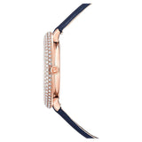  Shop Authentic Swarovski Crystal Frost Blue Dial Blue Leather Strap Watch for Women - 5484061 - Luxxuri
