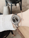  Shop Authentic Swarovski Crystal Rose Black Dial Silver Steel Strap Watch for Women - 5484076 - Luxxuri