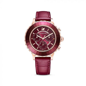  Shop Authentic Swarovski Octea Lux Chrono Red Dial Red Leather Strap Watch for Women - 5547642 - Luxxuri
