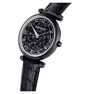 Shop Authentic Swarovski Crystalline Wonder Black Dial Black Leather Strap Watch for Women - 5664311 - Luxxuri
