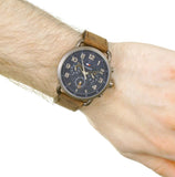  Shop Authentic Tommy Hilfiger Briggs Chronograph Blue Dial Brown Leather Strap Watch for Men - 1791424 - Luxxuri