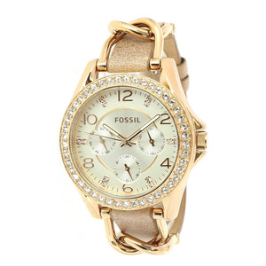  Shop Authentic Fossil Riley White Dial Beige Leather Strap Watch for Women - ES3465 - Luxxuri
