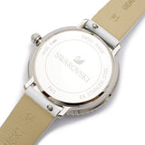 Shop Authentic Swarovski Crystal Frost Silver Dial White Leather Strap Watch for Women - 5484070 - Luxxuri