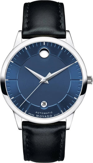  Shop Authentic Movado 1881 Automatic Blue Dial Black Leather Strap Watch For Men - 606874 - Luxxuri