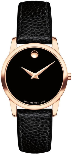  Shop Authentic Movado Museum Classic Black Dial Black Leather Strap Watch For Women - 607061 - Luxxuri