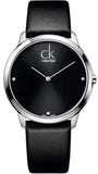  Shop Authentic Calvin Klein Minimal Diamonds Black Dial Black Leather Strap Watch for Men - K3M211CS - Luxxuri
