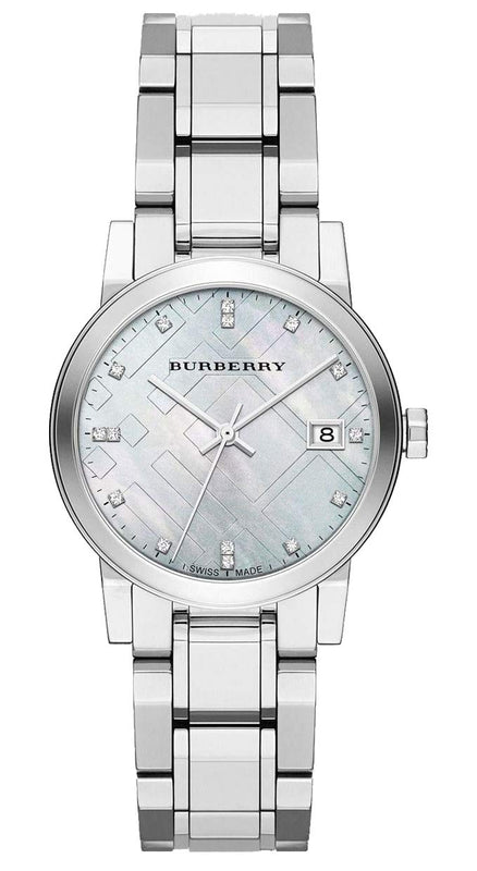  Shop Authentic Burberry The City Diamonds Silver Dial Silver Steel Strap Watch for Women - BU9125 - Luxxuri