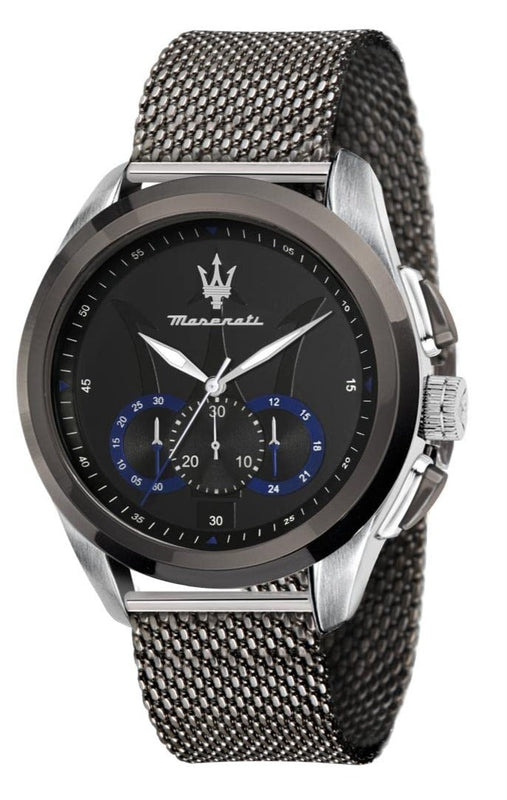  Shop Authentic Maserati Traguardo Chronograph Black Dial Mesh Bracelet Watch For Men - R8873612006 - Luxxuri