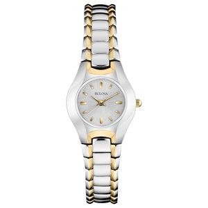  Shop Authentic Bulova Classic White Dial Two Tone Steel Strap Watch for Women - 98T84 - Luxxuri