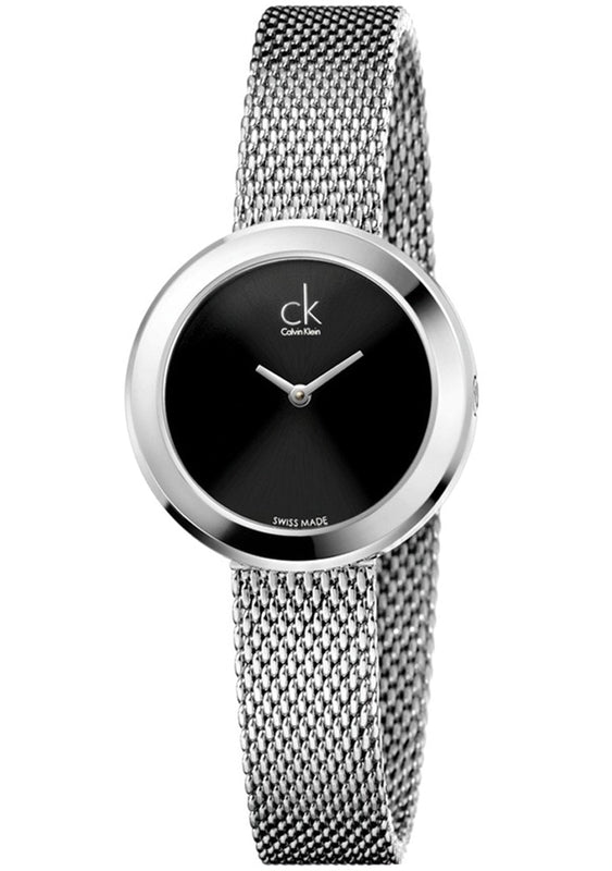  Shop Authentic Calvin Klein Firm Black Dial Silver Mesh Bracelet Watch for Women - K3N23121 - Luxxuri