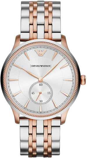  Shop Authentic Emporio Armani Classic Silver Dial Two Tone Steel Strap Watch For Men - AR1839 - Luxxuri