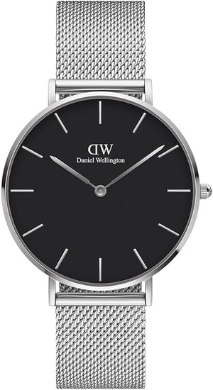  Shop Authentic Daniel Wellington Petite Sterling Black Dial Silver Mesh Bracelet Watch For Women - DW00100218 - Luxxuri