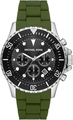  Shop Authentic Michael Kors Everest Chronograph Black Dial Green Silicone Strap Watch For Men - MK8981 - Luxxuri
