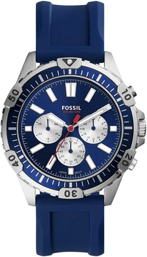  Shop Authentic Fossil Garrett Chronograph Blue Dial Blue Rubber Strap Watch for Men - FS5709 - Luxxuri