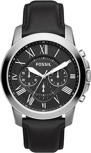 Shop Authentic Fossil Grant Chronograph Black Dial Black Leather Strap Watch for Men - FS4812 - Luxxuri