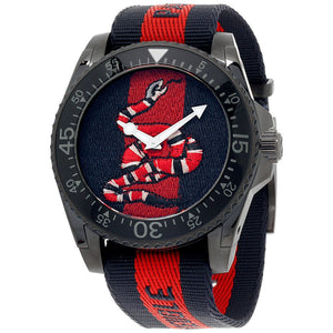 Shop Authentic Gucci Dive Blue & Red Dial Blue & Red Nylon Strap Watch For Men - YA136214 - Luxxuri