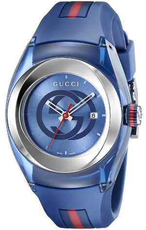  Shop Authentic Gucci Sync Quartz Blue Dial Blue Rubber Strap Watch For Men - YA137304 - Luxxuri
