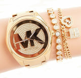  Shop Authentic Michael Kors Janelle Quartz Gold Dial Gold Steel Strap Watch For Women - MK7088 - Luxxuri