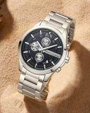  Shop Authentic Armani Exchange Hampton Chronograph Black Dial Silver Steel Strap Watch For Men - AX2152 - Luxxuri