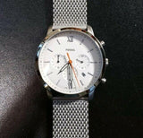  Shop Authentic Fossil Neutra Chronograph White Dial Silver Mesh Bracelet Watch for Men - FS5382 - Luxxuri