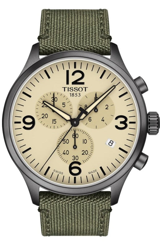  Shop Authentic Tissot T Sport Chrono XL Beige Dial Green Nylon Strap Watch for Men - T116.617.37.267.00 - Luxxuri